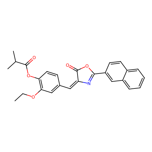 2-ethoxy-4-[(2-(2-naphthyl)-5-oxo-1,3-oxazol-4(5H)-ylidene)methyl]phenyl 2-methylpropanoate structure