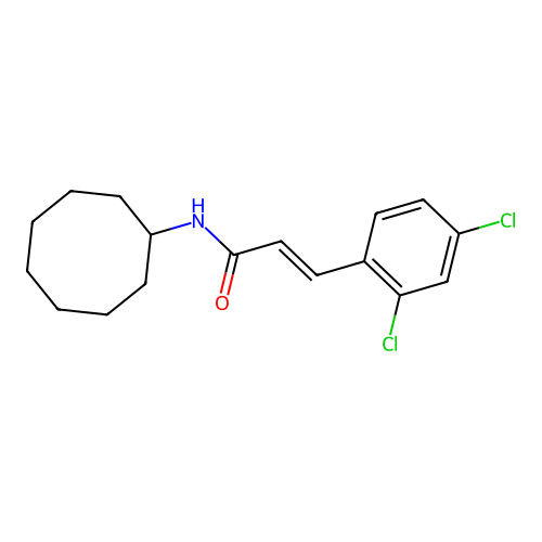 N-cyclooctyl-3-(2,4-dichlorophenyl)prop-2-enamide structure