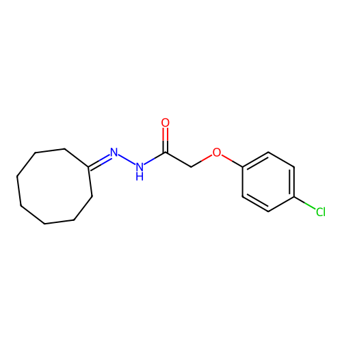 2-(4-chlorophenoxy)-N'-cyclooctylideneacetohydrazide structure