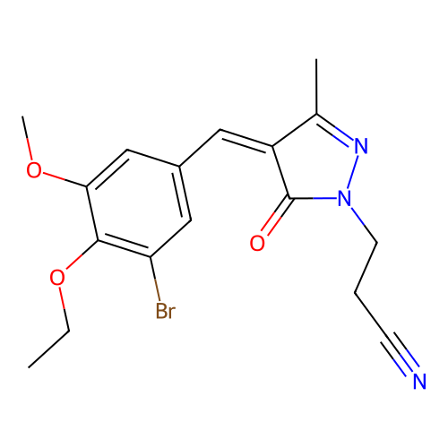 3-[(4Z)-4-[(3-bromo-4-ethoxy-5-methoxyphenyl)methylidene]-3-methyl-5-oxopyrazol-1-yl]propanenitrile structure