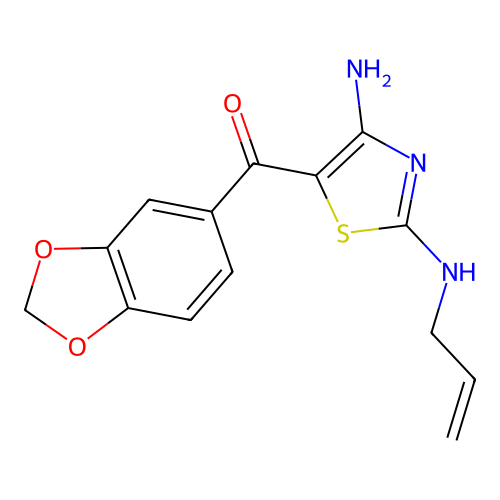 (2-(Allylamino)-4-aminothiazol-5-yl)(benzo[d][1,3]dioxol-5-yl)methanone structure