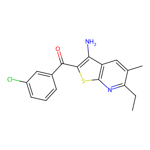 (3-Amino-6-ethyl-5-methylthieno[2,3-b]pyridin-2-yl)(3-chlorophenyl)methanone structure