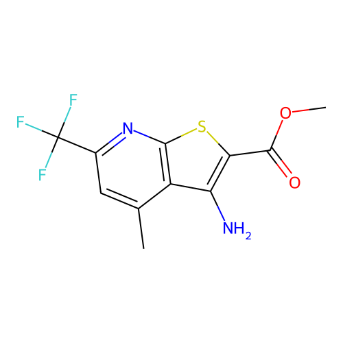 Methyl 3-amino-4-methyl-6-(trifluoromethyl)thieno[2,3-b]pyridine-2-carboxylate structure
