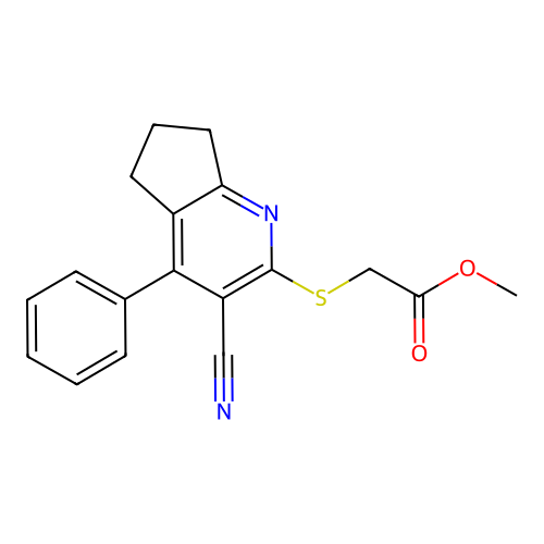 methyl [(3-cyano-4-phenyl-6,7-dihydro-5H-cyclopenta[b]pyridin-2-yl)sulfanyl]acetate structure