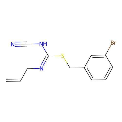 3-bromobenzyl N'-cyano-N-prop-2-en-1-ylcarbamimidothioate structure