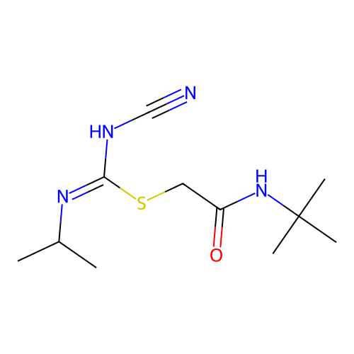 2-(tert-butylamino)-2-oxoethyl N'-cyano-N-propan-2-ylcarbamimidothioate structure