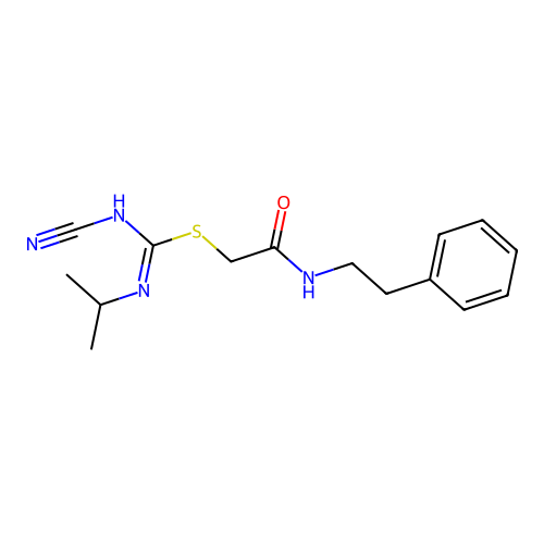 2-oxo-2-[(2-phenylethyl)amino]ethyl N'-cyano-N-propan-2-ylcarbamimidothioate structure