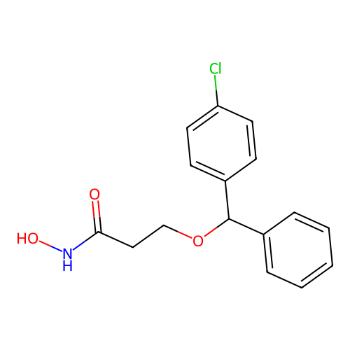 3-[(4-chlorophenyl)-phenylmethoxy]-N-hydroxypropanamide structure