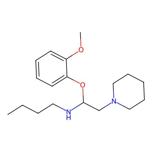 N-butyl-N-[1-(2-methoxyphenoxy)-2-(1-piperidinyl)ethyl]amine structure