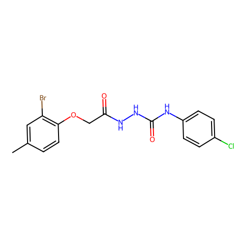 2-[(2-bromo-4-methylphenoxy)acetyl]-N-(4-chlorophenyl)hydrazinecarboxamide structure