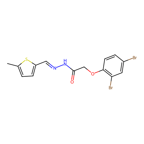 2-(2,4-dibromophenoxy)-N'-[(5-methyl-2-thienyl)methylene]acetohydrazide structure