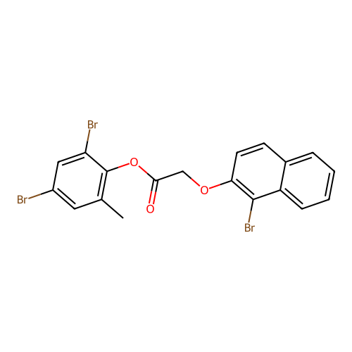 2,4-Dibromo-6-methylphenyl [(1-bromo-2-naphthyl)oxy]acetate structure