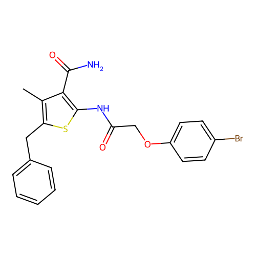 5-Benzyl-2-{[(4-bromophenoxy)acetyl]amino}-4-methyl-3-thiophenecarboxamide structure