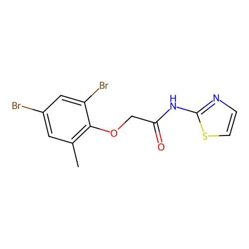 2-(2,4-dibromo-6-methylphenoxy)-N-(1,3-thiazol-2-yl)acetamide structure