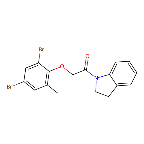 2-(2,4-Dibromo-6-methylphenoxy)-1-(2,3-dihydroindol-1-yl)ethanone structure