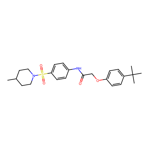 2-(4-tert-butylphenoxy)-N-{4-[(4-methyl-1-piperidinyl)sulfonyl]phenyl}acetamide structure