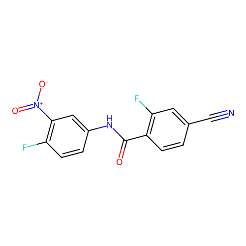 4-cyano-2-fluoro-N-(4-fluoro-3-nitrophenyl)benzamide structure