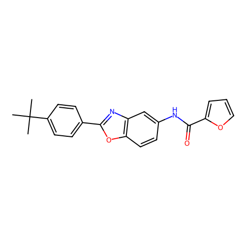 N-[2-(4-tert-butylphenyl)-1,3-benzoxazol-5-yl]furan-2-carboxamide structure