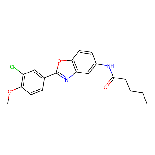 N-[2-(3-chloro-4-methoxyphenyl)-1,3-benzoxazol-5-yl]pentanamide structure