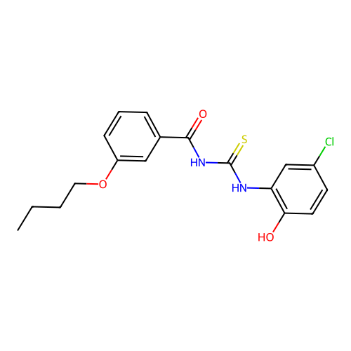 3-butoxy-N-[(5-chloro-2-hydroxyphenyl)carbamothioyl]benzamide structure