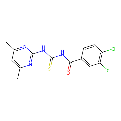 3,4-dichloro-N-[(4,6-dimethylpyrimidin-2-yl)carbamothioyl]benzamide structure