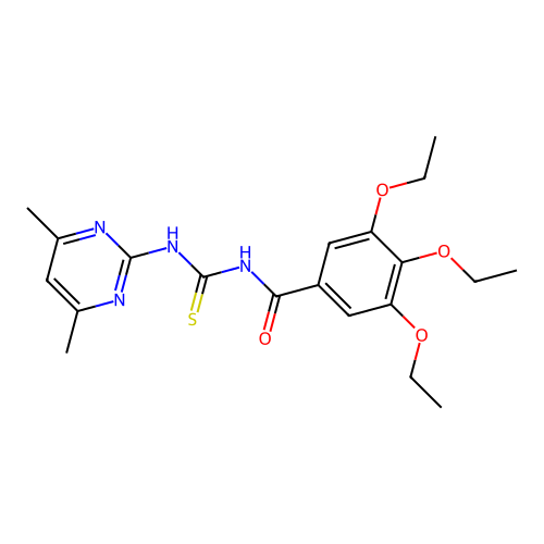 N-[(4,6-dimethylpyrimidin-2-yl)carbamothioyl]-3,4,5-triethoxybenzamide structure