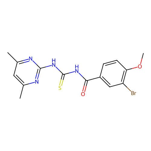 3-bromo-N-[(4,6-dimethylpyrimidin-2-yl)carbamothioyl]-4-methoxybenzamide structure
