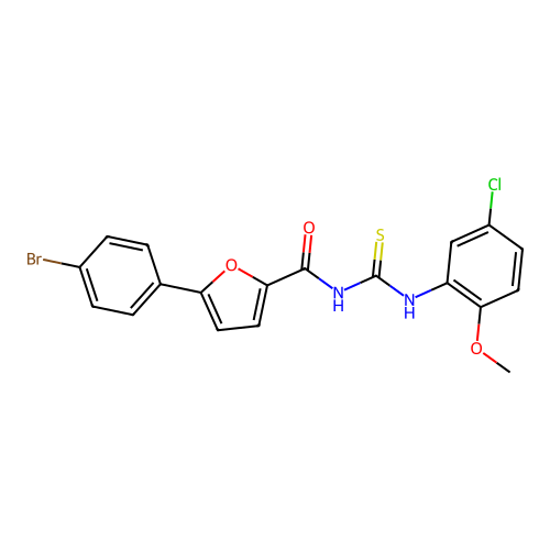 5-(4-bromophenyl)-N-[(5-chloro-2-methoxyphenyl)carbamothioyl]furan-2-carboxamide structure