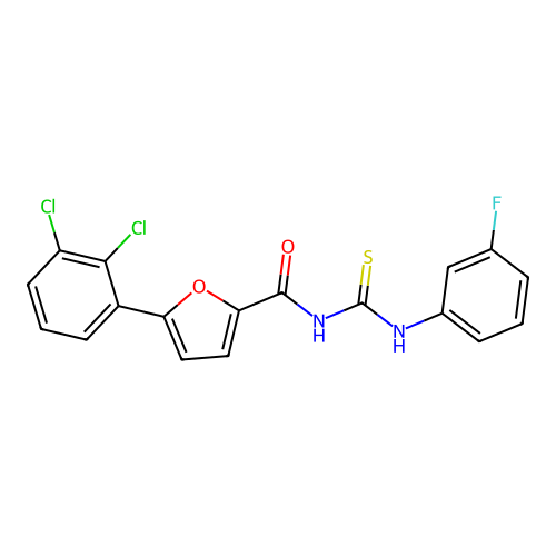 5-(2,3-dichlorophenyl)-N-[(3-fluorophenyl)carbamothioyl]furan-2-carboxamide structure