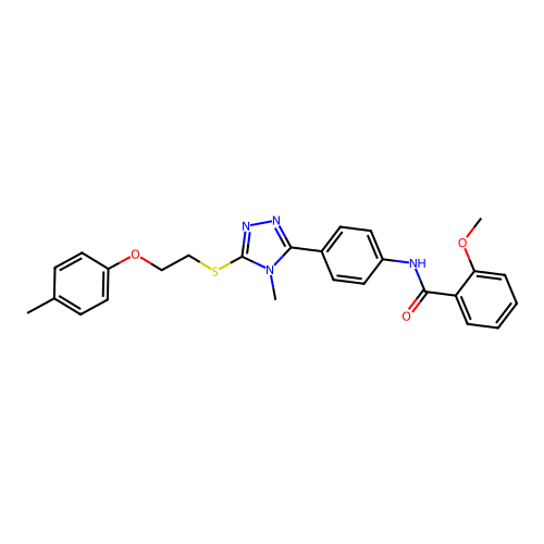 2-methoxy-N-[4-[4-methyl-5-[2-(4-methylphenoxy)ethylsulfanyl]-1,2,4-triazol-3-yl]phenyl]benzamide structure