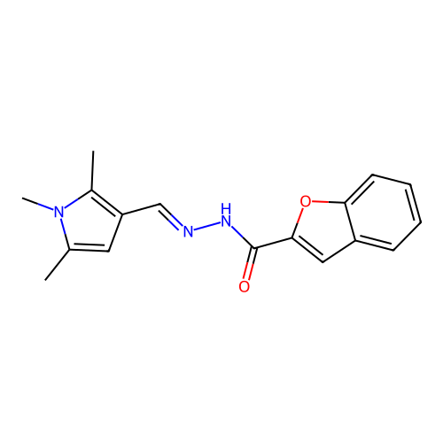 N-[(E)-(1,2,5-trimethylpyrrol-3-yl)methylideneamino]-1-benzofuran-2-carboxamide structure