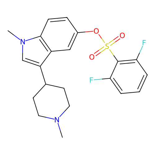 1-methyl-3-(1-methylpiperidin-4-yl)-1H-indol-5-yl 2,6-difluorobenzenesulfonate structure