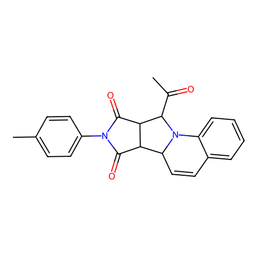 10-acetyl-8-(4-methylphenyl)-9a,10-dihydro-6aH-pyrrolo[3',4':3,4]pyrrolo[1,2-a]quinoline-7,9(6bH,8H)-dione structure