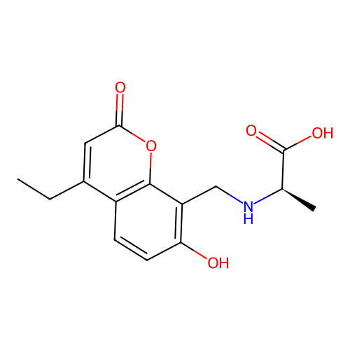(R)-2-(((4-ethyl-7-hydroxy-2-oxo-2H-chromen-8-yl)methyl)amino)propanoic acid structure