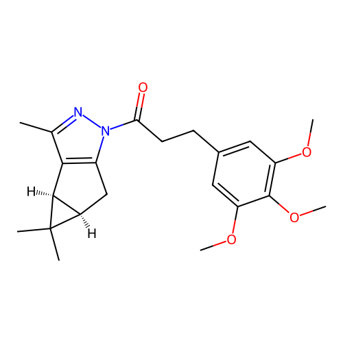 3-(3,4,5-trimethoxyphenyl)-1-((3bS,4aR)-3,4,4-trimethyl-3b,4,4a,5-tetrahydro-1H-cyclopropa[3,4]cyclopenta[1,2-c]pyrazol-1-yl)propan-1-one structure