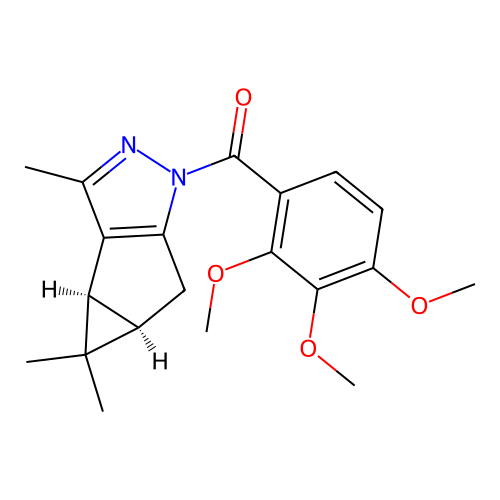 (2,3,4-trimethoxyphenyl)((3bS,4aR)-3,4,4-trimethyl-3b,4,4a,5-tetrahydro-1H-cyclopropa[3,4]cyclopenta[1,2-c]pyrazol-1-yl)methanone structure