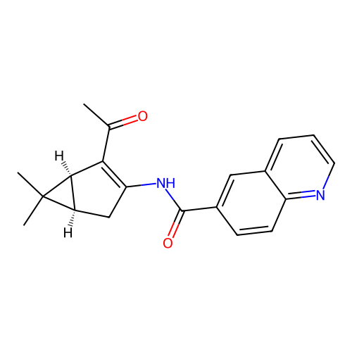 N-((1S,5R)-2-acetyl-6,6-dimethylbicyclo[3.1.0]hex-2-en-3-yl)quinoline-6-carboxamide structure