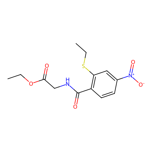 (2-Ethylsulfanyl-4-nitro-benzoylamino)-acetic acid ethyl ester structure