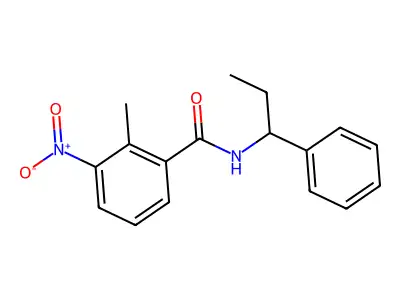 2-methyl-3-nitro-N-(1-phenylpropyl)benzamide structure