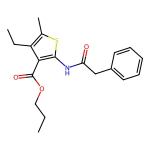 Propyl 4-ethyl-5-methyl-2-[(phenylacetyl)amino]thiophene-3-carboxylate structure