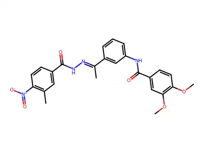 N-[(E)-1-[3-[(3,4-dimethoxybenzoyl)amino]phenyl]ethylideneamino]-3-methyl-4-nitrobenzamide structure