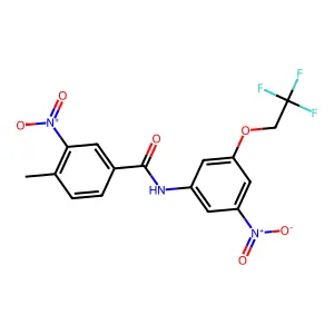 4-methyl-3-nitro-N-[3-nitro-5-(2,2,2-trifluoroethoxy)phenyl]benzamide structure