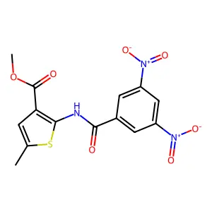 Methyl 2-[(3,5-dinitrobenzoyl)amino]-5-methylthiophene-3-carboxylate structure