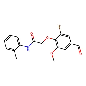 2-(2-bromo-4-formyl-6-methoxyphenoxy)-N-(2-methylphenyl)acetamide structure