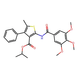 isopropyl 5-methyl-4-phenyl-2-[(3,4,5-trimethoxybenzoyl)amino]-3-thiophenecarboxylate structure