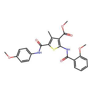 methyl 2-[(2-methoxybenzoyl)amino]-5-[(4-methoxyphenyl)carbamoyl]-4-methylthiophene-3-carboxylate structure