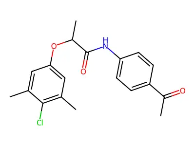 N-(4-acetylphenyl)-2-(4-chloro-3,5-dimethylphenoxy)propanamide structure