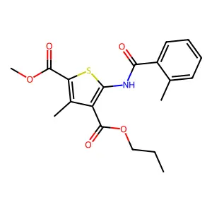 2-Methyl 4-propyl 3-methyl-5-[(2-methylbenzoyl)amino]thiophene-2,4-dicarboxylate structure