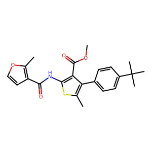 methyl 4-(4-tert-butylphenyl)-5-methyl-2-[(2-methylfuran-3-carbonyl)amino]thiophene-3-carboxylate structure