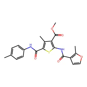 methyl 4-methyl-2-[(2-methyl-3-furoyl)amino]-5-(4-toluidinocarbonyl)thiophene-3-carboxylate structure